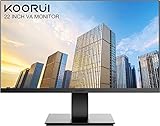 KOORUI 22 Zoll Business Computer Monitor, Desktop Gaming Monitor, FHD 1080p, 75hz, Eye Comfort, sRGB 99% Farbumfangs, (Ultradünne Blende, HDMI, VGA, Neigbar, VESA 75x75), PC Bildschirm , Schwarz