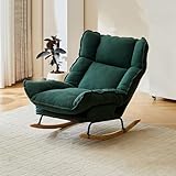 Schaukelsessel Schaukelstuhl Schaukelstühle Stillstuhl Schwingsessel Stillsessel Babyzimmer Lehnstühle Relaxsessel Liegen mit Verstellbarer Rückenlehne für Büro Wohnzimmer (ohne Fußstütze, Grün)