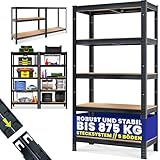 Monzana® Schwerlastregal 180x90x40cm Befestigungsmaterial 875kg 5 MDF-Platten Kellerregal Lagerregal Steckregal Metallregal Werkstattregal Schwarz