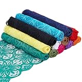 BENECREAT 12 Farben Stretch-Spitzenborte, 12 Meter, Spitzenband mit Blumenmuster, bestickt, Spitzenband für Heimwerker, Nähen, Handwerk, Kleidung, Verzierungen, Jute, Party, Tischdekorationen