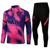 WDDWYHLL Paris Fußball Trainingsanzug, Fußballclub Herren Langarm-Sportbekleidung Atmungsaktives Sporttraining Fitness Laufanzug Trainingsanzug Jogginganzug Anzug Jungen,Lila,M