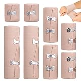 8 Stück Elastische Binden Verband, Elastische Bandagen, Elastische Fixierbinde, Elastischer Verband, Kompressionsverband für Sportbandage Handgelenke Knöchel Knie (5/7,5/10/15cm) x 4.5 M