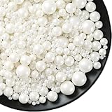 Essbare weiße perlen Zucker streusel 120g Dessert Streusel|Kuchen Cupcake Topper Cookie-Dekorationen Süße Persönlichkeiten Zuckerstreusel für Hochzeiten und tägliche Kuchendekorationen