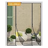 Yotache Fliegengitter Tür Magnet, Insektenschutz Doppeltür Fliegengitters 158x206cm Ideal für Schiebetür Balkontür Ohne Bohren, Kürzbar, Schwarz