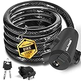 MUPAS Fahrradschloss mit 2 Schlüssel,Hohe Sicherheit Fahrrad Kabelschloss,Anti-Diebstahl Fahrradschloß mit halterung,Fahrradzubehör für Fahrrad,Motorrad,Tricycle,Scooter,Roller,Babywagen,Skateboards