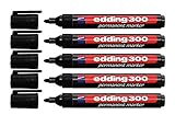 edding 300 Industry Permanent Marker - Rundspitze - Beschriftung von Karton, Metall, Gummi und Glas, schwarz (1,5-3 mm, 5er Pack) 100263