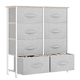 YITAHOME kommode mit Schubladen, Schrank mit 8 Schubladen aus Stoff, Aufbewahrungskommode Modernen Stil für Schlafzimmer, Wohnzimmer, Kinderzimmer, Flur, Hellgrau Aufbewahrungsschrank