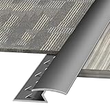 2x Aluminium-Z-Steg-Teppichkantenleiste Mit Vorgebohrtem Loch, Fester Teppichleisten-Übergangsstreifen For Laminatfliesenholz(Gray)