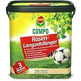 COMPO Rasen-Langzeitdünger, 3 Monate Langzeitwirkung, Rasendünger, Feingranulat, 8 kg, 320 m²
