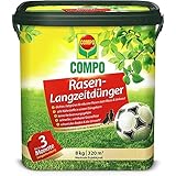 COMPO Rasen-Langzeitdünger, 3 Monate Langzeitwirkung, Rasendünger, Feingranulat, 8 kg, 320 m²