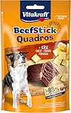Vitakraft Beef Stick Quadros, Hundeleckerli, Fleischsticks in Rauten mit Käse, Hunde Trainingsleckerli, ohne Zusatz von Zucker (1x 70g)