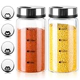 TIECHI 2 Stück 200ml Gewürzgläser mit Streueinsatz, Borosilikatglas Gewürzstreuer mit 4 Gewürzlöchern für Küche, Grillen, BBQ und Kochen - Praktische Salzstreuer Gewürzdosen für Kräuter und Gewürze