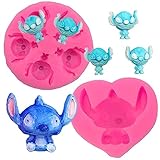 JAHEMU Silikonformen für Stitch 3D Backform Kuchenform Schokoladenformen Motivbackformen für Kuchen Kekse Gips Harz Tortedeko 2 Stück