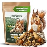 Natuverra Eichhörnchen-Menü 1 kg Premium-Mix aus Saaten, Getreide, Nüssen, Früchten & Gemüse, Protein- & energiereich, Ganzjahresfutter für Eichhörnchen & Streifenhörnchen, wiederverschließbar