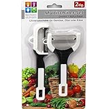 Haushaltshelden Sparschäler 2er Set Gemüseschäler Edelstahl- Pendelklinge 12,5 und 15,5cm lang Universalschäler Spargelschäler in schwarz, grün oder Türkis (Schwarz)