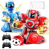Herenear Ferngesteuerte Roboter Kampf, 2 Stück RC Kampfroboter Spielzeug mit LED Licht und Musik, Ferngesteuertes Fußball Box Roboter, Geschenke für Jungen Mädchen