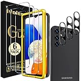ivoler 3+3 Stück Schutz Glas für Samsung Galaxy A14 4G / A14 5G, 3 Stücke Schutzfolie Mit 3 Stück Kameraschutz und Positionierhilfe, 9H Härte, HD Klar, Anti-Kratz, Anti-Bläschen
