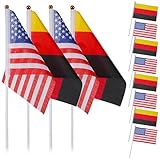 MAGICLULU Flaggen 20 Stück Handflaggen Deutsch Usa Kleine Fahnen aus Kunststoff für Patriotische Events und Fußball Deko