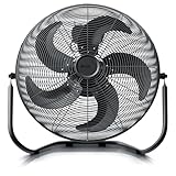 Brandson - Windmaschine Retro Stil 120 Watt - Ventilator schwarz - Standventilator 50cm, Bodenventilator - hoher Luftdurchsatz - stufenlos neigbarer Ventilatorkopf - schwarz matt