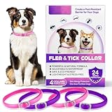 Zeckenhalsband für Hunde 4 Stück, Zecken-Flohschutz Halsband für Hunde, Verstellbar Flohhalsband für Hunde 60 cm, 24 Monate wirksamer Schutz gegen Zecken Und Flöhen | Wasserfest