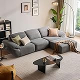 LINSY HOME Ecksofa mit Schlaffunktion - 290cm Corduroy Modulares Schlafsofa, L-Form Couch inkl. Ottomane, Ideal zum Gemütlichen Lümmeln, Keine Montage Erforderlich (Grau)