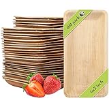 Naturally Chic Kompostierbare, biologisch abbaubare Einwegteller – Palmblatt, rechteckig, 15,2 x 7,6 cm, umweltfreundlich, bambusähnliche für Party, Hochzeit, Event (400 Stück)