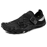 Wasserschuhe Damen Herren Strandschuhe Schnell Trocknend Drainagelöcher Strand Surfschuhe Poolschuhe Unisex Barfußschuhe für Kajakfahren Herren Damen Sport Traillaufschuhe Minimalistische (Schwarz,39)