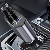 Ofottofo Einziehbares Auto Ladegerät, 100W KFZ Ladegerät USB C, 4 in 1 Zigarettenanzünder USB Auto Adapter, Ultraschnelles Autoladegerät Kompatibel mit iPhone 16 15 14 13 12Pro Max, Samsung Galaxy S23