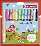 STABILO - Dicker Filzstift - Trio Jumbo - 12er Pack - mit 12 verschiedenen Farben