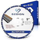 SEDION ® Diamanttrennscheibe 230 mm - Universal Allesschneider Trennscheibe - Diamantscheibe 230mm x22,23 - Sedion Premium Qualität Diamant Flexscheibe - Für Stahl, Eisen, Alu, Kunststoff, Beton uvm.