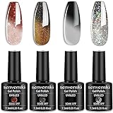 Senvenski Farbwechsel Gel Nagellack Farben Rot Schwarz Weiß Grau Braun Gold Thermo Temperature Shellac Glitzer UV LED Gift Set Kit Nagellack Kinder Mädchen (WB018)