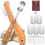 IIRC Bäckermesser Teigmesser 2er Set für Gerade und Geschwungene Schnitte, Baguettemesser DIY Brotteig Muster, Brot Backen Zubehör(20 Rasierklingen)