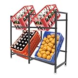 SHZICMY Getränkekistenregal für 4 Kisten, Kohlenstoffstahl Getränkeregal, Stabiles Kistenregal, 91x31x75cm freistehendes Wasserkistenregal, Bierkistenregal Schwarz