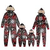 Generico Weihnachtspyjama Familie Lustige Anzüge 2024 Einteiler Pyjamas Silvester Pyjama Weihnachten Familie Lange Overalls Drucken Pyjamas Paar Weihnachten für Kinder Damen Herren, 01#rot, M
