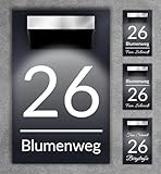 Premium Hausnummer beleuchtet mit LED Solar - RGB - inkl. 11 Farben | individuell anpassbar | Acrylglas Anthrazit Matt | Wetterfest H1027