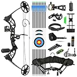 SHARROW Bogenschießen Compound Bogen und Pfeile Set für Erwachsene Anfänger Jagd und Targeting, 38-70 Lbs Ziehgewicht, 18.5“ Auszugslänge, Jagd Compoundbogen Kit