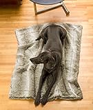 Wohnen & Accessoires GmbH & Co. KG Felldecke aus Webpelzdecke, Hundedecke Grauwolf mit grau-beigem Fell 60x90