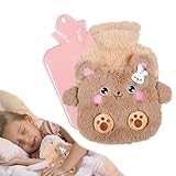 Funmo Wärmflasche Kinder,Wärmflasche mit Bezug Flauschig, Wärmflasche mit Bezug Flauschig, Abnehmbare und Waschbare Wärmflasche,Premium Wärmflasche für Kinder, Babys (Braunbär, 300)