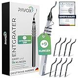 PAVOX® Entgrater inkl. 9 Klingen für saubere Kanten an Metall, Kunststoff, Kupfer, Holz & mehr I Ideal im Einsatz als Handentgrater für 3D Druck I Mit 3 Arten Entgrater Metall-Klingen