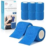 Health Press Selbstklebender Verband – 8x Pflaster Rolle (5cm x 4,5m) – Haftbandage Selbstklebend – Elastische Bandage – Wasser-, Staub-, Fett- & Schmutzabweisendes Verbandsmaterial (Blau, 8 Rollen)