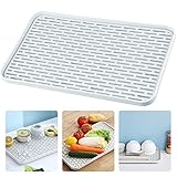 SOSMAR Abtropfmatte Abtropfgestell mit Auffangschale - Groß Abtropfbrett 39 x 22,5cm - multifunktionales Drain Board für Geschirr, Tassen, Obst, Tee und Baduntensilien usw. (Kunststoff)