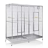 Montana Cages ® | Doppelvoliere, Vogelvoliere XXL Sydney Platinum für Wellensittiche, Finken, Kanarien, Nymphensittiche