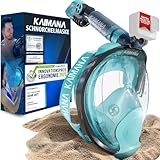 Die Preisgekrönte KAIMANA® Schnorchelmaske für Erwachsene & Kinder - absolut CO2 sicher - inkl. Tragetasche - Tauchermaske Erwachsene - Vollgesichtsmaske Tauchmaske