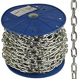 FEINZ Edelstahlkette 5 mm x 30 m, Kettenglieder verzinkt, Kurzgliedrig & seitlich geschweißt, Stahlkette Robust für Bau, Industrie, Garten & Landwirtschaft
