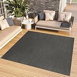 TAPISO Mono Quadrat Teppich Kurzflor Indoor Outdoor UV-beständig Dunkelgrau Einfarbig Wohnzimmer Schlafzimmer Kinderzimmer Modern ÖKO-TEX 120 x 120 cm