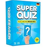 Super Quiz - Deutsche Version - Trivial Gesellschaftsspiele für Erwachsene mit 1200 Fragen - Brettspiele Erwachsene mit Quizkarten - Wissensspiel für Familie mit Teenagern - Party Spiele Erwachsene