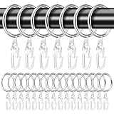 Vorhangringe Gardinenringe, 50 Stück Metall Vorhang Hängend Ringe und 50 Stück Kunststoff Gardinenhaken, Gardinen Ringe Set für Fenstervorhang Bettvorhang Duschvorhang, 30 mm Innendurchmesser