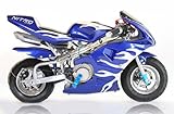 Pocketbike PS77 49cc, Kinderbike, Rennbike, Dirtbike, Mnibike, Blau-Weiß Flamme