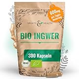 Ingwer Kapseln – BIO – 300 Kapseln – 600mg pro Kapsel – Vegan – Frei von Zusatzstoffen – Ingwer Kapseln Hochdosiert