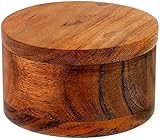 Kaizen Casa Salzbehälter aus Holz für Küche oder Esszimmer mit Einzelfach für Salz, Gewürze, Kräuter, Würzmittel und Akazienholz, handgefertigt.